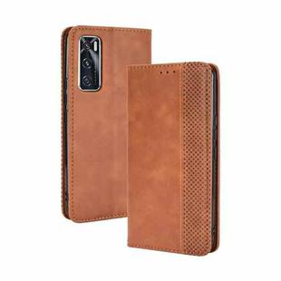 For vivo V20 SE/Y70 2020 Magnetic Buckle Retro Crazy Horse Texture Horizontal Flip Leather Case  , with Holder & Card Slots & Photo Frame(Brown)