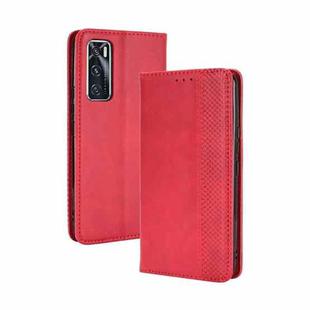 For vivo V20 SE/Y70 2020 Magnetic Buckle Retro Crazy Horse Texture Horizontal Flip Leather Case  , with Holder & Card Slots & Photo Frame(Red)