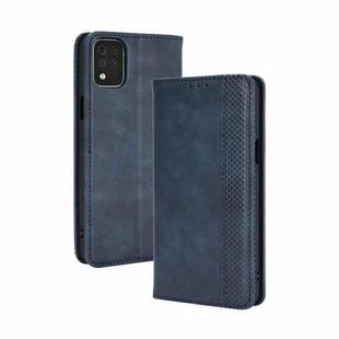 For LG K42 Magnetic Buckle Retro Crazy Horse Texture Horizontal Flip Leather Case  , with Holder & Card Slots & Photo Frame(Blue)