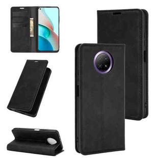 For Xiaomi Redmi Note 9 5G China Version Retro-skin Business Magnetic Suction Leather Case with Holder & Card Slots & Wallet(Black)