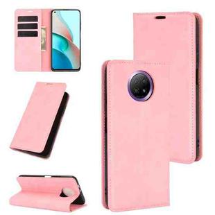 For Xiaomi Redmi Note 9 5G China Version Retro-skin Business Magnetic Suction Leather Case with Holder & Card Slots & Wallet(Pink)