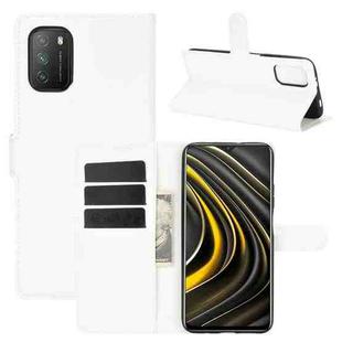 For Xiaomi Poco M3 Litchi Texture Horizontal Flip Protective Case with Holder & Card Slots & Wallet(White)