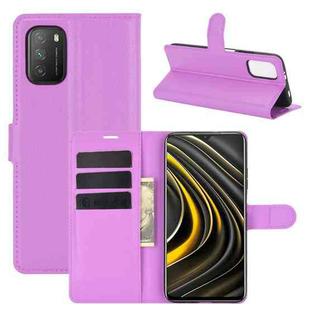 For Xiaomi Poco M3 Litchi Texture Horizontal Flip Protective Case with Holder & Card Slots & Wallet(Purple)