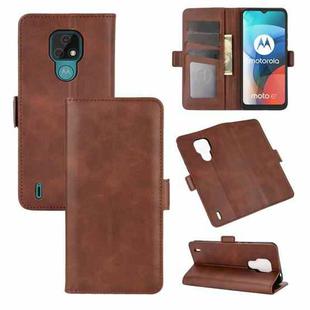 For Motorola Moto E7 Dual-side Magnetic Buckle Horizontal Flip Leather Case with Holder & Card Slots & Wallet(Brown)