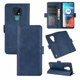 For Motorola Moto E7 Dual-side Magnetic Buckle Horizontal Flip Leather Case with Holder & Card Slots & Wallet(Dark Blue)