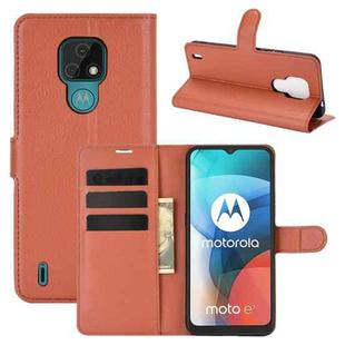 For Motorola Moto E7 Litchi Texture Horizontal Flip Protective Case with Holder & Card Slots & Wallet(Brown)