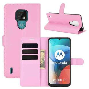 For Motorola Moto E7 Litchi Texture Horizontal Flip Protective Case with Holder & Card Slots & Wallet(Pink)