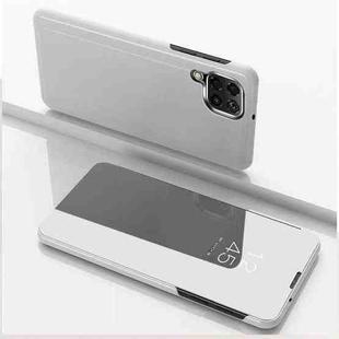 For Samsung Galaxy A12 Plated Mirror Horizontal Flip Leather Case with Holder(Silver)