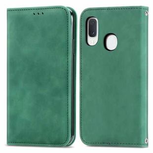 For Samsung Galaxy A20e Retro Skin Feel Business Magnetic Horizontal Flip Leather Case with Holder & Card Slots & Wallet & Photo Frame(Green)