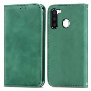 For Samsung Galaxy A21 (EU) Retro Skin Feel Business Magnetic Horizontal Flip Leather Case with Holder & Card Slots & Wallet & Photo Frame(Green)