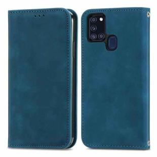 For Samsung Galaxy A21s (EU) Retro Skin Feel Business Magnetic Horizontal Flip Leather Case with Holder & Card Slots & Wallet & Photo Frame(Blue)