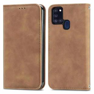 For Samsung Galaxy A21s (EU) Retro Skin Feel Business Magnetic Horizontal Flip Leather Case with Holder & Card Slots & Wallet & Photo Frame(Brown)