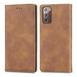 For Samsung Galaxy Note20 Retro Skin Feel Business Magnetic Horizontal Flip Leather Case with Holder & Card Slots & Wallet & Photo Frame(Brown)