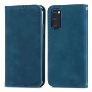 For Samsung Galaxy S20 Retro Skin Feel Business Magnetic Horizontal Flip Leather Case with Holder & Card Slots & Wallet & Photo Frame(Blue)