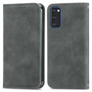 For Samsung Galaxy S20 Retro Skin Feel Business Magnetic Horizontal Flip Leather Case with Holder & Card Slots & Wallet & Photo Frame(Grey)