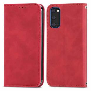 For Samsung Galaxy S20 Retro Skin Feel Business Magnetic Horizontal Flip Leather Case with Holder & Card Slots & Wallet & Photo Frame(Red)