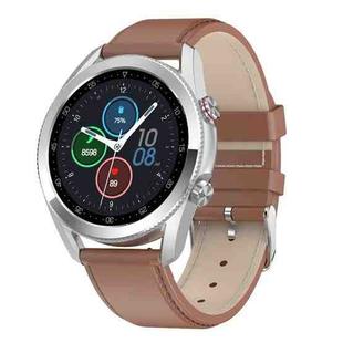 L19 1.28 inch Color Screen Smart Watch, IP68 Waterproof, Leather Watchband, Support Bluetooth Call/Heart Rate Monitoring/Blood Pressure Monitoring/Blood Oxygen Monitoring/Sleep Monitoring(Brown)