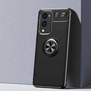 For OnePlus 9 Pro Metal Ring Holder 360 Degree Rotating TPU Case(Black+Black)