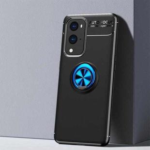 For OnePlus 9 Pro Metal Ring Holder 360 Degree Rotating TPU Case(Black+Blue)