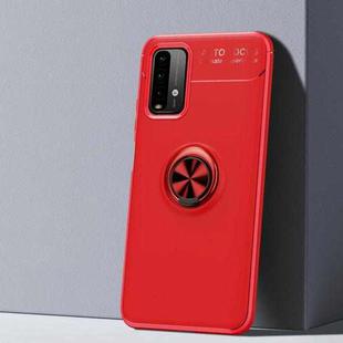 For Xiaomi Poco M3/Redmi Note9 4G Metal Ring Holder 360 Degree Rotating TPU Case(Red+Red)