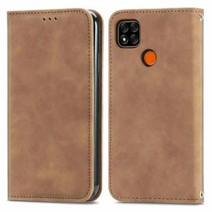 For Xiaomi Redmi 9A Retro Skin Feel Business Magnetic Horizontal Flip Leather Case With Holder & Card Slots & Wallet & Photo Frame(Brown)