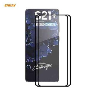 For Samsung Galaxy S21+ 5G 2pcs ENKAY Hat-Prince Full Glue 0.26mm 9H 2.5D Tempered Glass Full Coverage Film Support Fingerprint Unlock