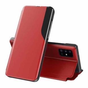 For Samsung Galaxy A52 5G / 4G Side Display  Shockproof Horizontal Flip Leather Case with Holder(Red)