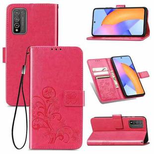 Four-leaf Clasp Embossed Buckle Mobile Phone Protection Leather Case with Lanyard & Card Slot & Wallet & Bracket Function For Huawei Honor 10X Lite(Magenta)