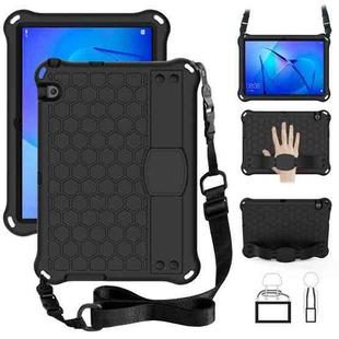 For Huawei MediaPad T3 10 Honeycomb Design EVA + PC Material Four Corner Anti Falling Flat Protective Shell With Strap(Black+Black)