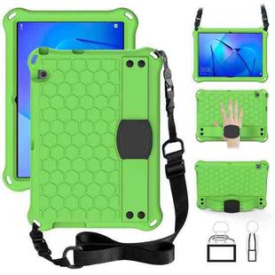 For Huawei MediaPad T3 10 Honeycomb Design EVA + PC Material Four Corner Anti Falling Flat Protective Shell With Strap(Green+Black)