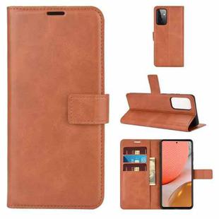 For Samsung Galaxy A72 5G Retro Calf Pattern Buckle Horizontal Flip Leather Case with Holder & Card Slots & Wallet (Light Brown)