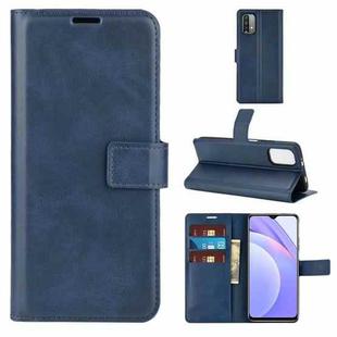 For Xiaomi Redmi Note 9 4G/Redmi  9 Power Retro Calf Pattern Buckle Card Wallet Left and Right Flip Phone Holster with Bracket Function(Blue)