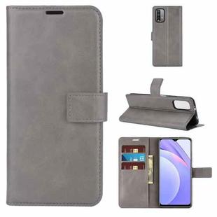 For Xiaomi Redmi Note 9 4G/Redmi  9 Power Retro Calf Pattern Buckle Card Wallet Left and Right Flip Phone Holster with Bracket Function(Gray)