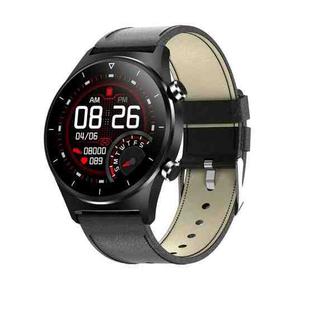 E13 1.28 inch IPS Color Screen Smart Watch, IP68 Waterproof, Leather Watchband, Support Heart Rate Monitoring/Blood Pressure Monitoring/Blood Oxygen Monitoring/Sleep Monitoring(Black)
