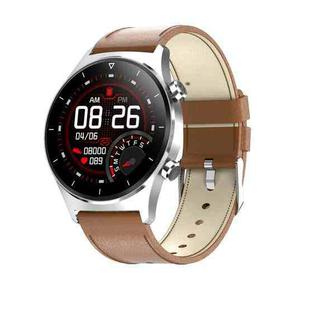 E13 1.28 inch IPS Color Screen Smart Watch, IP68 Waterproof, Leather Watchband, Support Heart Rate Monitoring/Blood Pressure Monitoring/Blood Oxygen Monitoring/Sleep Monitoring(Silver)