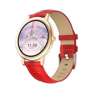 E10 1.09 inch Color Screen Smart Watch, IP68 Waterproof, Leather Watchband, Support Heart Rate Monitoring/Blood Pressure Monitoring/Blood Oxygen Monitoring/Sleep Monitoring(Red)