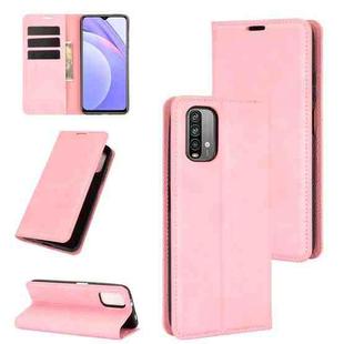 For Xiaomi Redmi Note 9 4G Retro-skin Business Magnetic Suction Leather Case with Holder & Card Slots & Wallet(Pink)