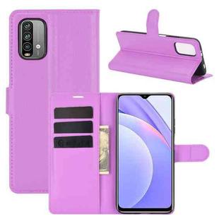 For Xiaomi Redmi Note 9 4G Litchi Texture Horizontal Flip Protective Case with Holder & Card Slots & Wallet(Purple)