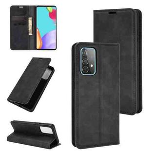 For Samsung Galaxy A52 5G / 4G Retro-skin Business Magnetic Suction Leather Case with Holder & Card Slots & Wallet(Black)