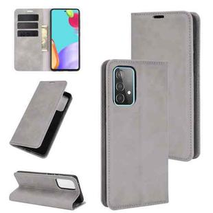 For Samsung Galaxy A52 5G / 4G Retro-skin Business Magnetic Suction Leather Case with Holder & Card Slots & Wallet(Grey)