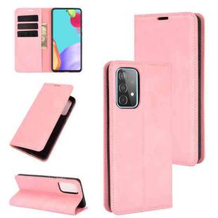 For Samsung Galaxy A52 5G / 4G Retro-skin Business Magnetic Suction Leather Case with Holder & Card Slots & Wallet(Pink)