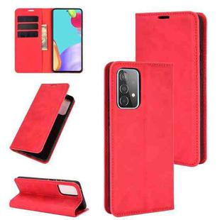 For Samsung Galaxy A52 5G / 4G Retro-skin Business Magnetic Suction Leather Case with Holder & Card Slots & Wallet(Red)