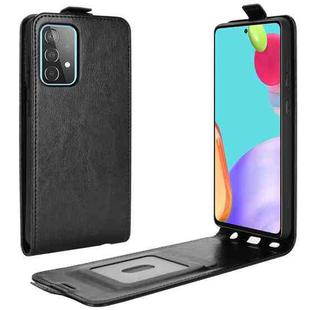 For Samsung Galaxy A52 5G / 4G  R64 Texture Single Vertical Flip Leather Protective Case with Card Slots & Photo Frame(Black)