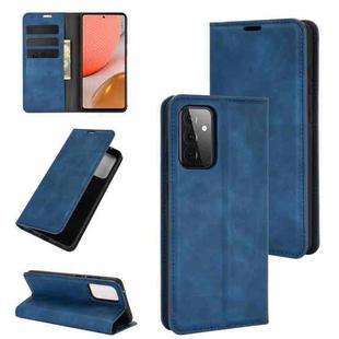 For Samsung Galaxy A72 5G / 4G Retro-skin Business Magnetic Suction Leather Case with Holder & Card Slots & Wallet(Dark Blue)
