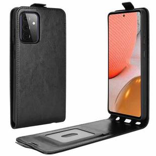For Samsung Galaxy A72 5G / 4G R64 Texture Single Vertical Flip Leather Protective Case with Card Slots & Photo Frame(Black)