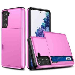 For Samsung Galaxy S21+ 5G Shockproof Armor Protective Case with Card Slot(Pink)