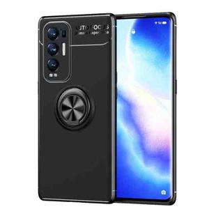 For OPPO Reno5 Pro+ Metal Ring Holder 360 Degree Rotating TPU Case(Black+Black)