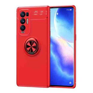 For OPPO Reno5 Pro+ Metal Ring Holder 360 Degree Rotating TPU Case(Red+Red)