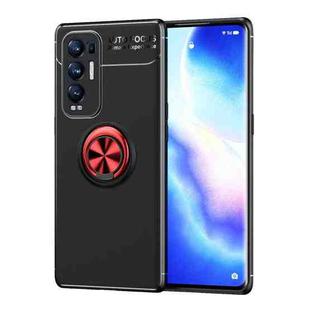 For OPPO Reno5 Pro+ Metal Ring Holder 360 Degree Rotating TPU Case(Black+Red)