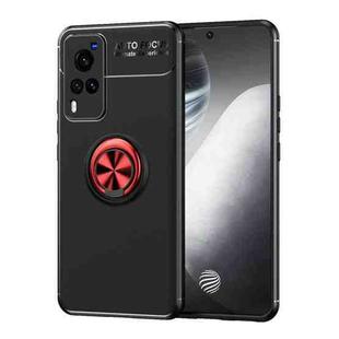 For vivo Y51 2020 Metal Ring Holder 360 Degree Rotating TPU Case(Black+Red)